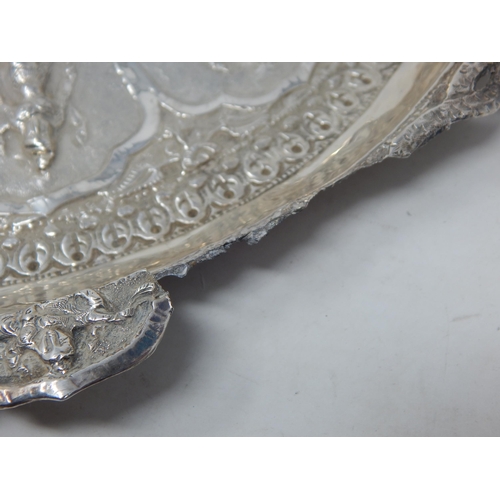 359 - Asian Silver Tray Embossed with Figures: Measuring 28cm diameter: Weight 310g A/F