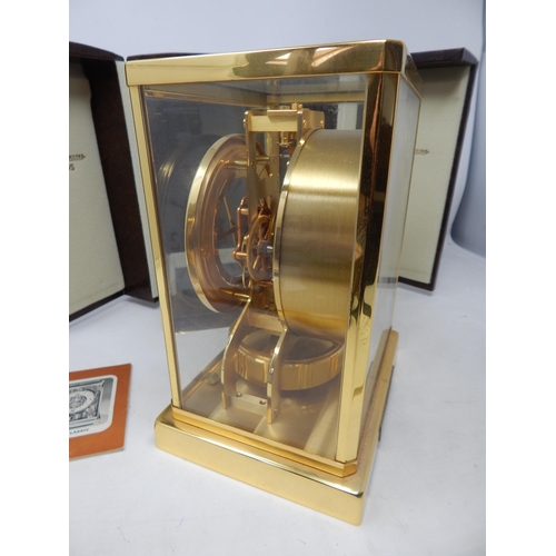 34 - Jaeger Le-Coultre ATMOS Permanent Clock in original box with papers