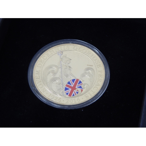 45 - Guernsey 2020 Battle of Britain Colour enhanced £5 coin cased; Queen's 90th Birthday Exclusive Colle... 