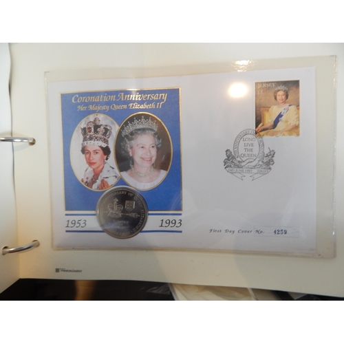 90 - The Royal Family Coin Covers and Stamp Sets in blue album twinned with a huge selection of other sta... 