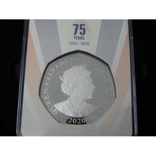 63 - The Supersized VE Day 1oz Silver Proof 50p coin, brilliant, about as struck and cased with COA