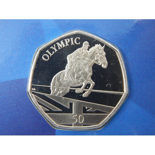 65 - Gibraltar 2020 Tokyo Olympic set of 5 x Diamond Finish 50p coins, brilliant, about as struck, and ho... 