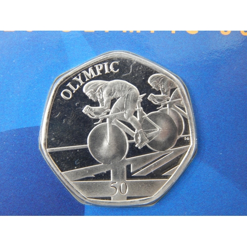 65 - Gibraltar 2020 Tokyo Olympic set of 5 x Diamond Finish 50p coins, brilliant, about as struck, and ho... 