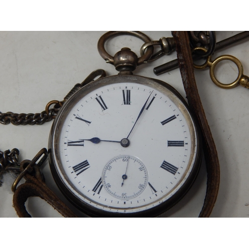 67 - Silver Pocket Watch in .935 Silver; 18ct Gold partial watch; Silver napkin ring in case