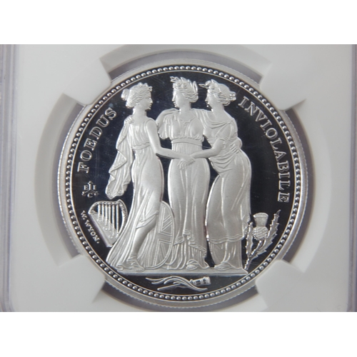 53 - The Three Graces William Wyon 1oz Silver Proof Crown struck in .999 Silver graded highest grade Proo... 