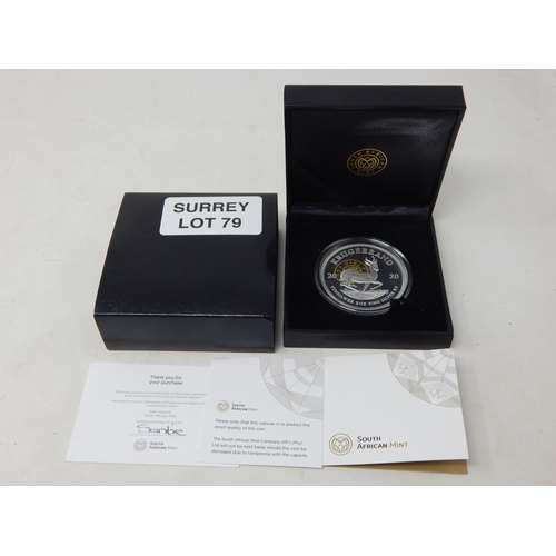 79 - Superb South Africa Proof Silver 2020 2 Ounce Fine Silver Krugerrand in South Africa Mint box with C... 