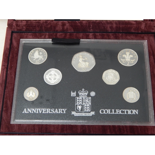 80 - 25th Anniversary of Decimal Coinage Silver Proof Set 1996, light toning, otherwise practically as st... 