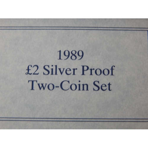 81 - 1989 £2 Silver Two-Coin Proof Set, Bill of Rights and Bill of Claim, brilliant, practically as struc... 