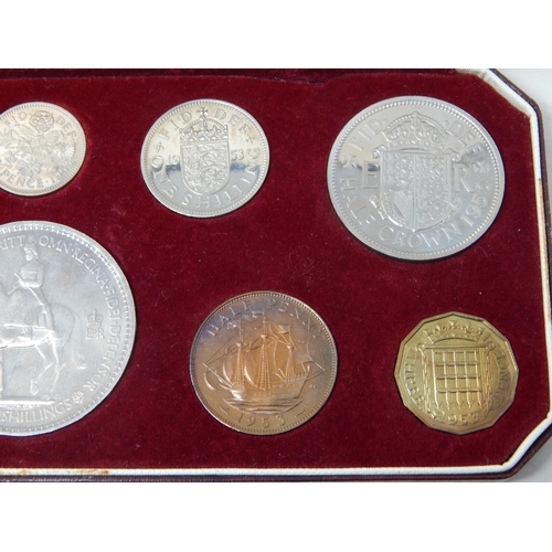 96 - UK Coronation Proof Set 1953 in maroon Royal Mint case of issue, Crown appears to be Uncirculated ve... 