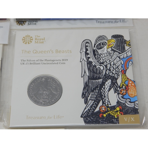 55 - The Queen's Beasts The Lion of England 2017 UK £5 Coin; The Falcon of the Plantagenets 2019 £5; The ... 