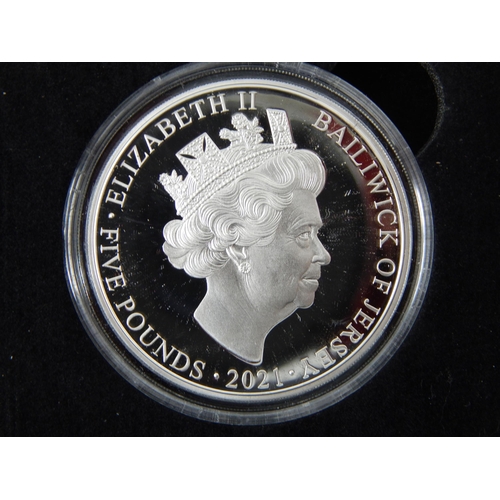 61 - Jersey 2021 Silver Proof 95th Birthday £5 coin; Isle of Man 2021 95th Birthday Silver Proof 50p both... 