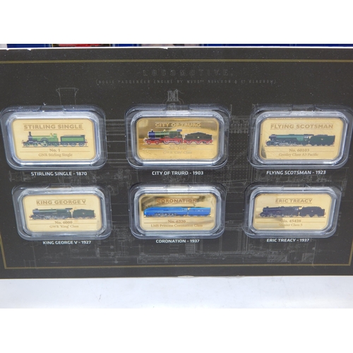 74 - The Great British Railway Collection of 12 x Gold Plated Ingots in folder with COA, partial collecti... 