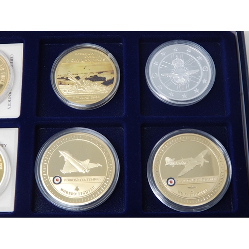 78 - WWII History Collection of 8 x Colour enhanced 24 ct Gold Plated medallions housed in collectors alb... 