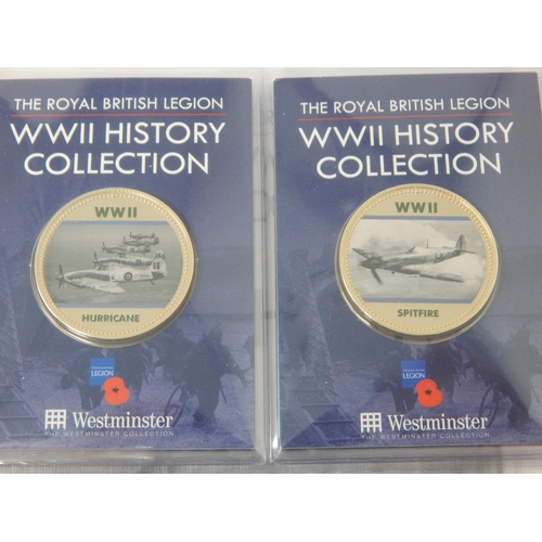 78 - WWII History Collection of 8 x Colour enhanced 24 ct Gold Plated medallions housed in collectors alb... 