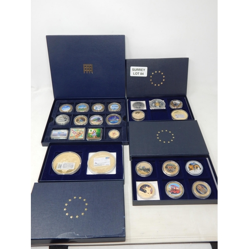 84 - Large collection of 24ct Gold-Plated coins and ingots inc 2 x huge Concorde issues; Moon landings, e... 