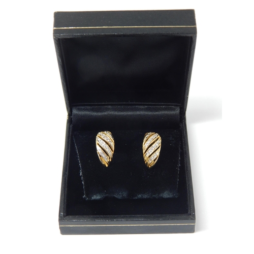 364 - A Pair of 18ct Yellow Gold & Diamond Set Earrings in Fitted Case. Gross weight 7.3g