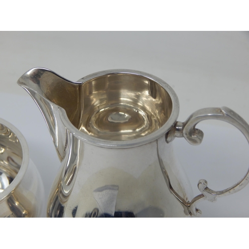 370 - Silver Strawberry Set Comprising Cream Jug & Sugar Bowl with Celtic Design Lower Rims: Hallmarked Bi... 