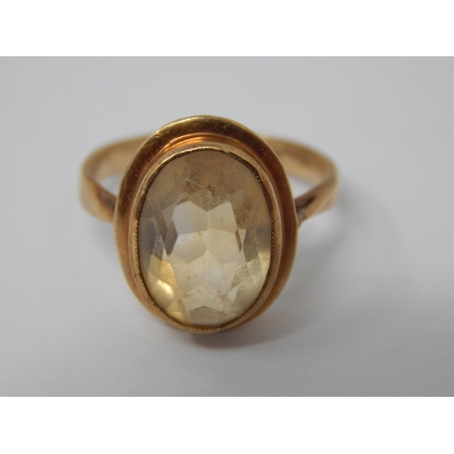 379 - 9ct Yellow Gold Ring Set with a Central Citrine estimated @ 4.6cts: Ring Size K