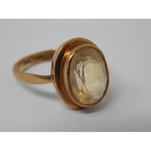 379 - 9ct Yellow Gold Ring Set with a Central Citrine estimated @ 4.6cts: Ring Size K