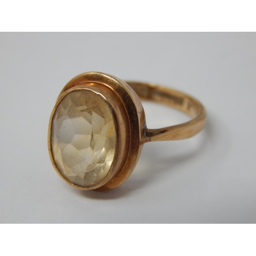 379 - 9ct Yellow Gold Ring Set with a Central Citrine estimated @ 4.6cts: Ring Size K