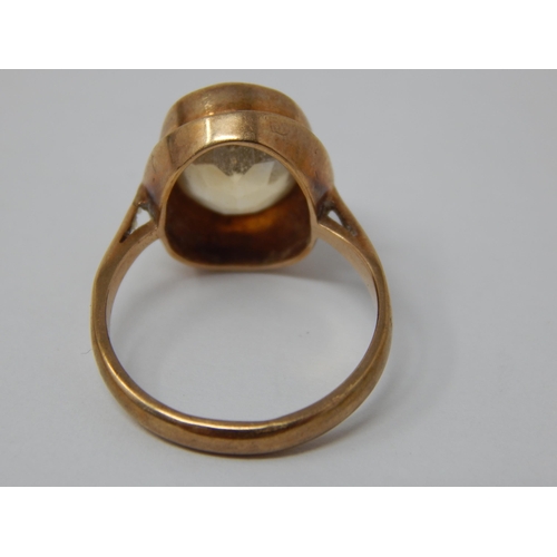 379 - 9ct Yellow Gold Ring Set with a Central Citrine estimated @ 4.6cts: Ring Size K