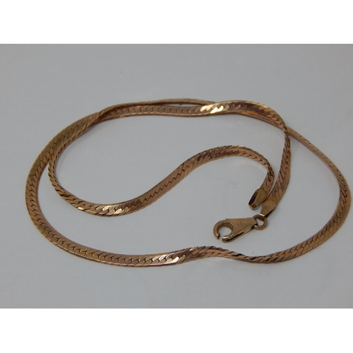 386 - 9ct Yellow Gold Flat Link Chain: Measuring 40cm Weight 7g: Clasp A/F