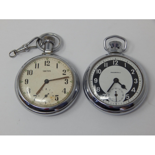 389 - Ingersoll Top Wind Pocket Watch together with a similar watch by Smiths A/F