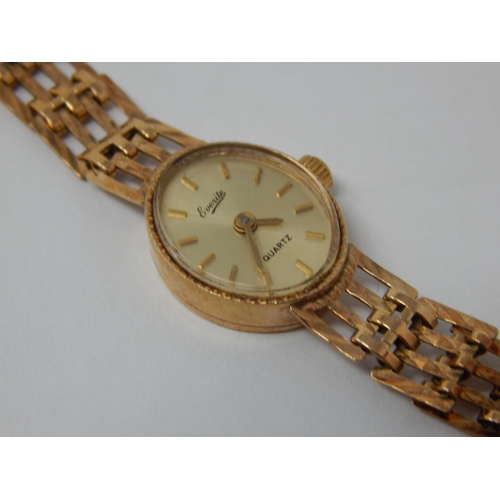 394 - 9ct Yellow Gold Ladies Wristwatch on 9ct Gold Strap: Gross weight 9.8g