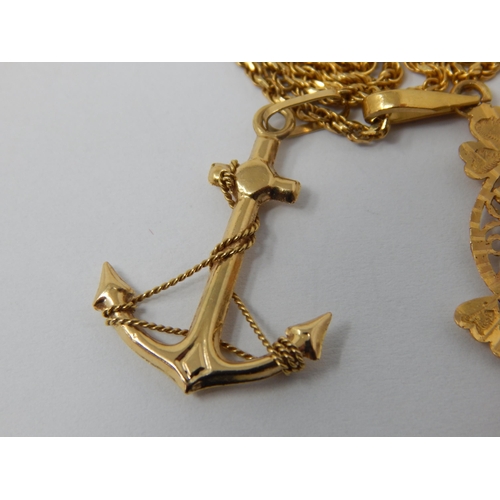 400 - 18ct Yellow Gold Chain with Two Attached 18ct Gold Pendants: Weight 11.9g