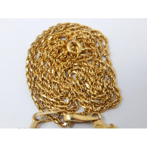 400 - 18ct Yellow Gold Chain with Two Attached 18ct Gold Pendants: Weight 11.9g