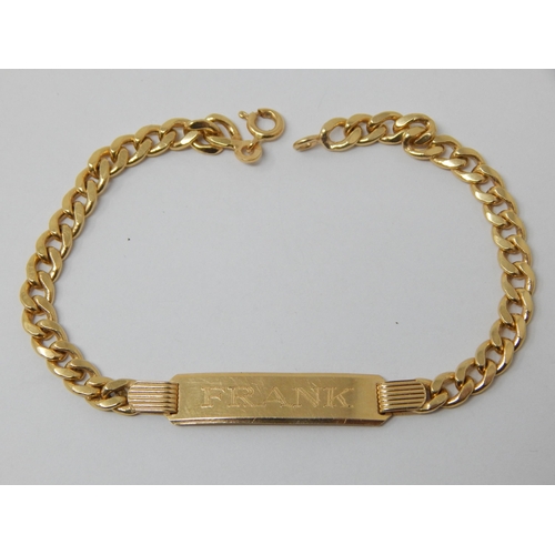 401 - 18ct Yellow Gold Identity Bracelet: Weight 8.3g