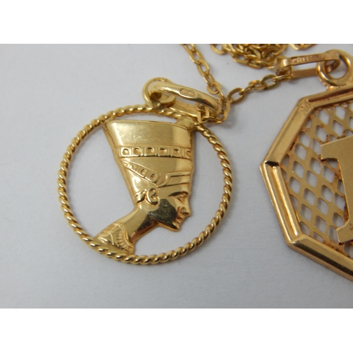 404 - 18ct Yellow Gold Chain with Two Attached 18ct Gold Pendants: Weight 4.5g