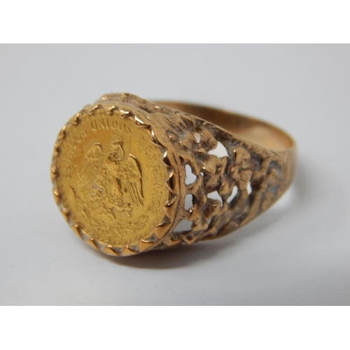 410 - 9ct Yellow Gold Ring Set with a Dos Peso Gold Coin. Gross weight 4.7g: Size N/O