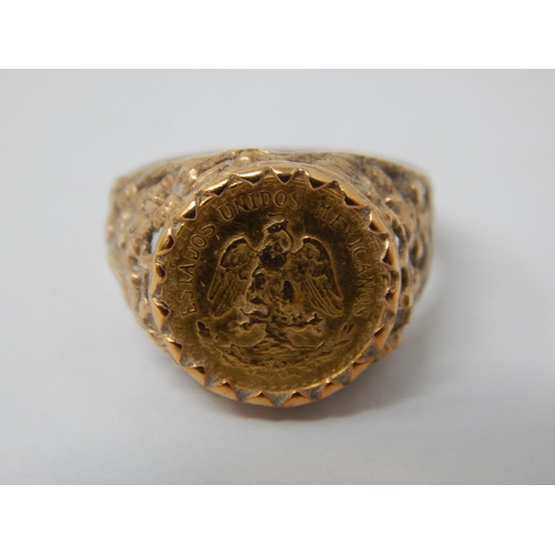 410 - 9ct Yellow Gold Ring Set with a Dos Peso Gold Coin. Gross weight 4.7g: Size N/O