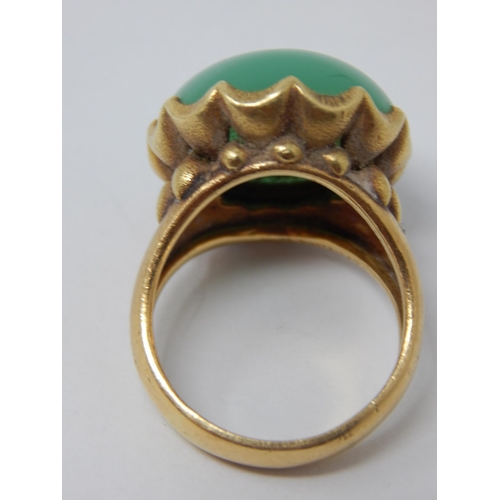 423 - Mario Buccellati 18ct Gold Jade Set Ring: The Jade Measuring approx 18mm x 16mm: Signed M. BUCCELLAT... 