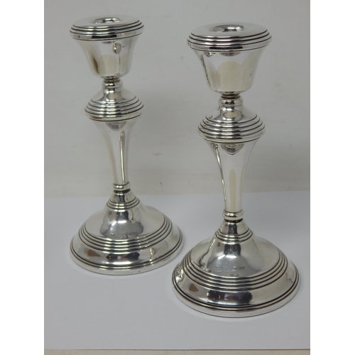 443 - A Pair of Silver Candlesticks Measuring 7.5