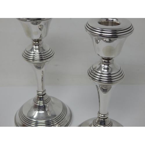 443 - A Pair of Silver Candlesticks Measuring 7.5