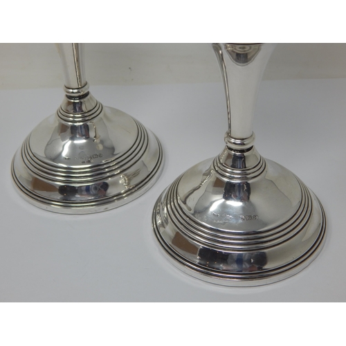 443 - A Pair of Silver Candlesticks Measuring 7.5