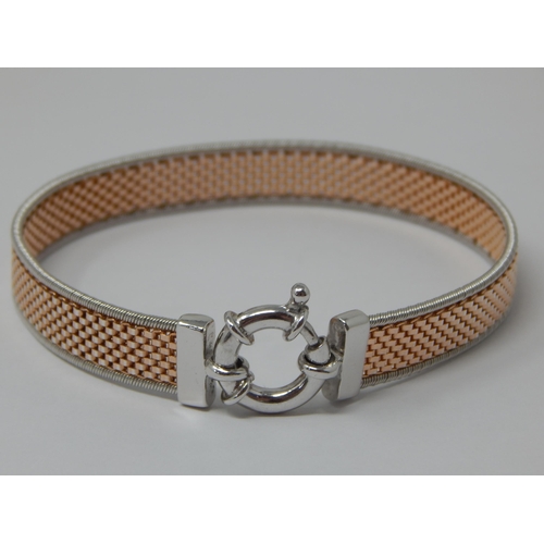 452 - Two Tone Designer Silver Bracelet.