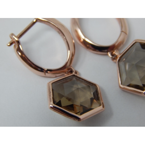 453 - A pair of Silver with Rose Gold Overlay Smoky Quartz Earrings: Approx 6.30cts