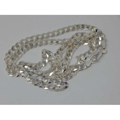 454 - Unworn Silver Curb Link Necklace: Measuring 56cm