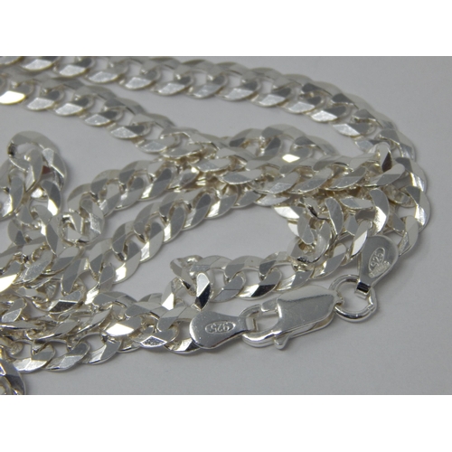 454 - Unworn Silver Curb Link Necklace: Measuring 56cm