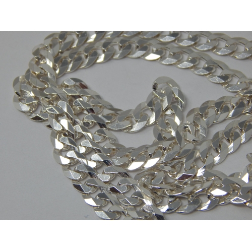 454 - Unworn Silver Curb Link Necklace: Measuring 56cm