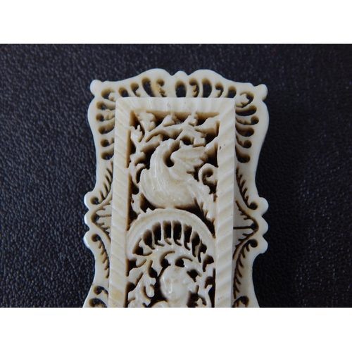 648 - Fine 19th Century European Carved & Pierced Ivory & Gilt Metal Hair Slide/Buckle Measuring 9cm