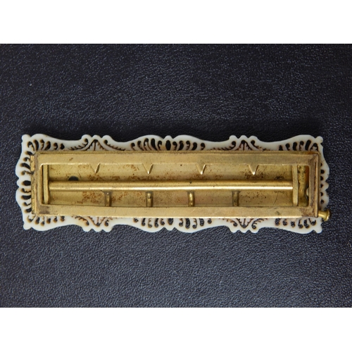 648 - Fine 19th Century European Carved & Pierced Ivory & Gilt Metal Hair Slide/Buckle Measuring 9cm