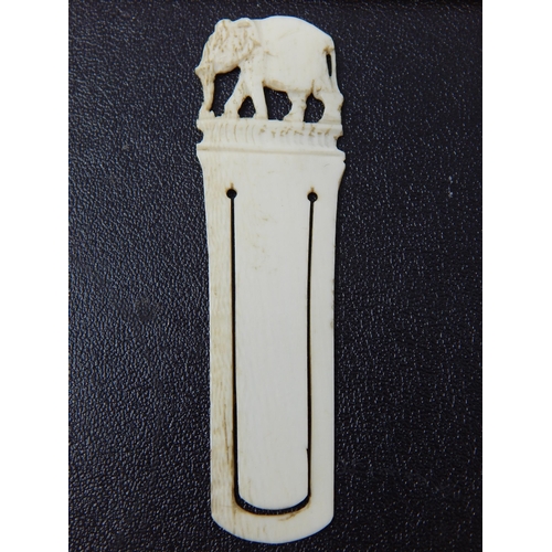 660 - Late C19th/Early C20th Ivory Letter Opener Carved as a String of Elephants across the back of the bl... 