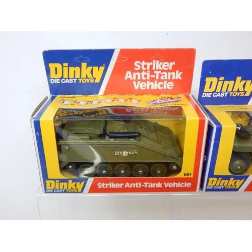 465 - DINKY TOYS: 691 Striker Anti-Tank Vehicle, 612 Command Jeep, 604 Land Rover Bomb Disposal Unit, 667 ... 