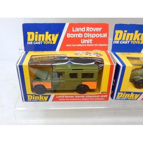 465 - DINKY TOYS: 691 Striker Anti-Tank Vehicle, 612 Command Jeep, 604 Land Rover Bomb Disposal Unit, 667 ... 