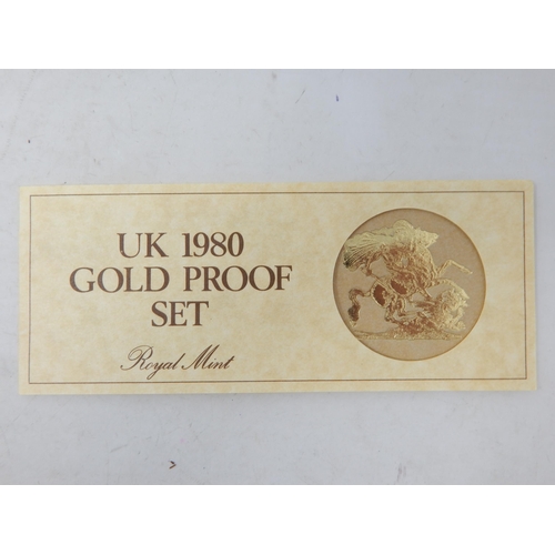 205 - Royal Mint UK 1980 Gold Proof Set Comprising: Five Pounds, Two Pounds, Sovereign & Half Sovereign. A... 