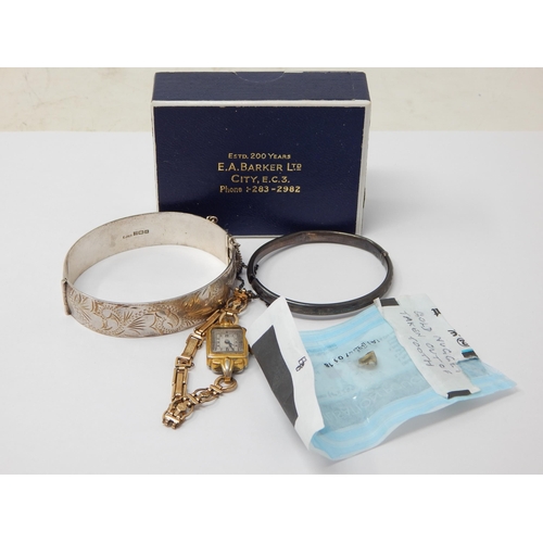 310 - Two Hallmarked Silver Bracelets together with a ladies wristwatch & part gold tooth